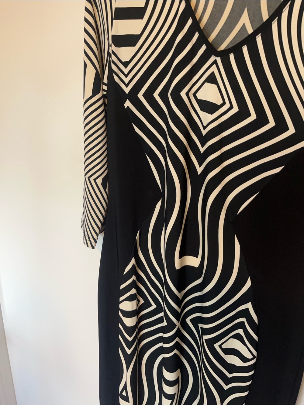 Joseph Ribkoff Black and White Long Sleeve Geometric Dress